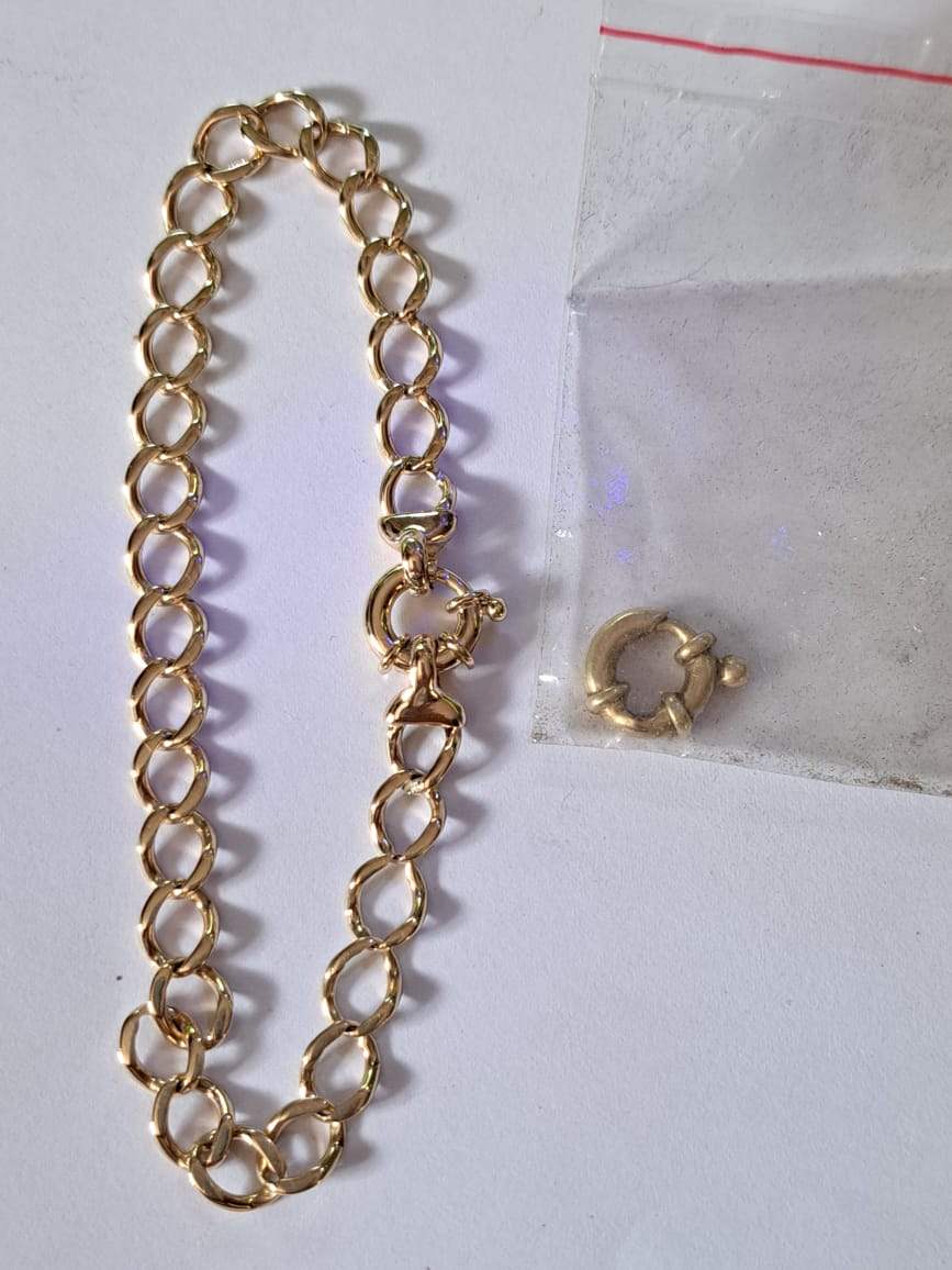 Gold bracelet featuring a newly installed clasp